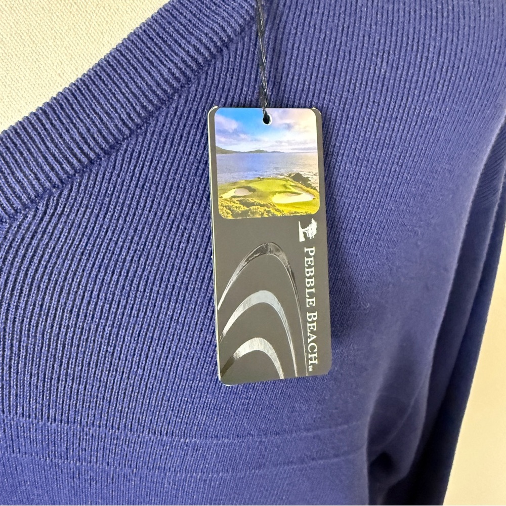 NWT - Pebble Beach Men’s V Neck Cotton Sweater | Size XL | Navy - Picture 4 of 10